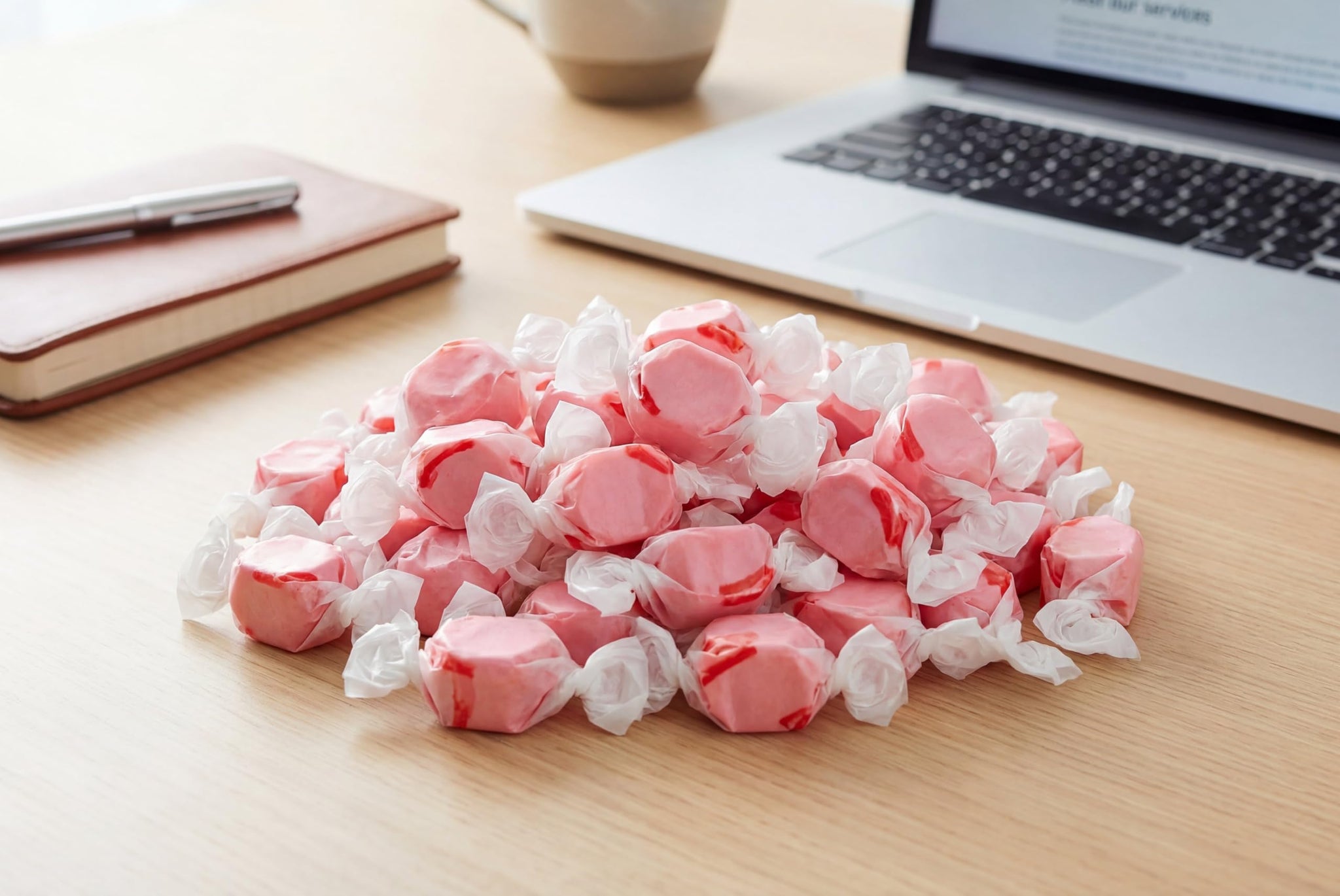 Cinnamon Salt Water Taffy 1.5 lbs, Soft Chewy Candy, Sweet & Spicy Flavor, Individually Wrapped Bulk Classic Old Fashioned Treat
