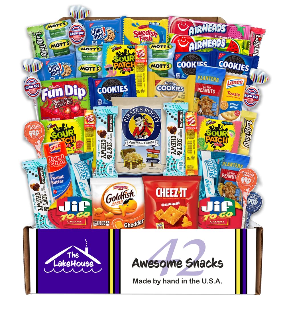 Snacks Variety Pack for Kids - 42 Count Snack Packs Variety Box - Camp Care Package Girl or Boy - Salty Sweet Snack Box - Snack Pack Candy Gift