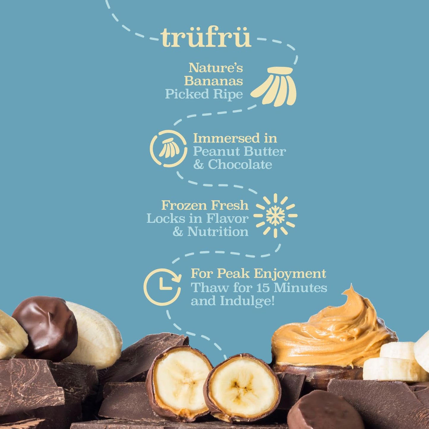 Tru Fru, Bananas Frozen Peanut Butter Dark Chocolate, 8 Ounce
