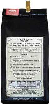 Amara Unique Venezuelan Flavors. Hot Chocolate "Gran Criollo" Dark Chocolate Blend Refill Bag 32 oz. Made with Certified Organic Cacao Powder.