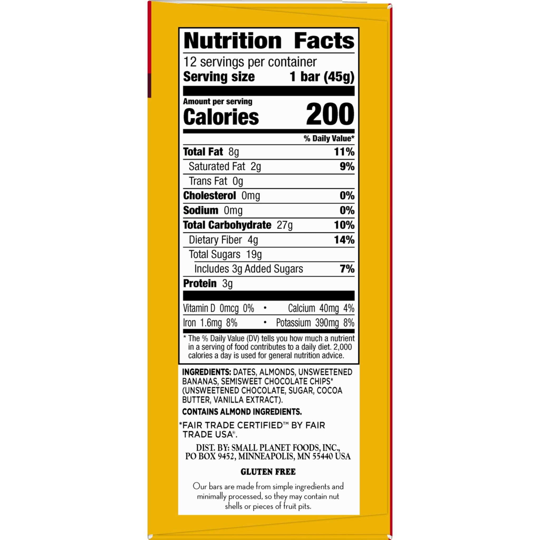 Larabar Banana Chocolate Chip, Fruit and Nut Bars, Gluten Free and Vegan, 19.2 oz, 12 Ct
