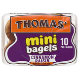 Thomas' Cinnamon Raisin Mini Bagels, 10 Pre Sliced Mini Bagels with No High Fructose Corn Syrup, 15 Oz Bag