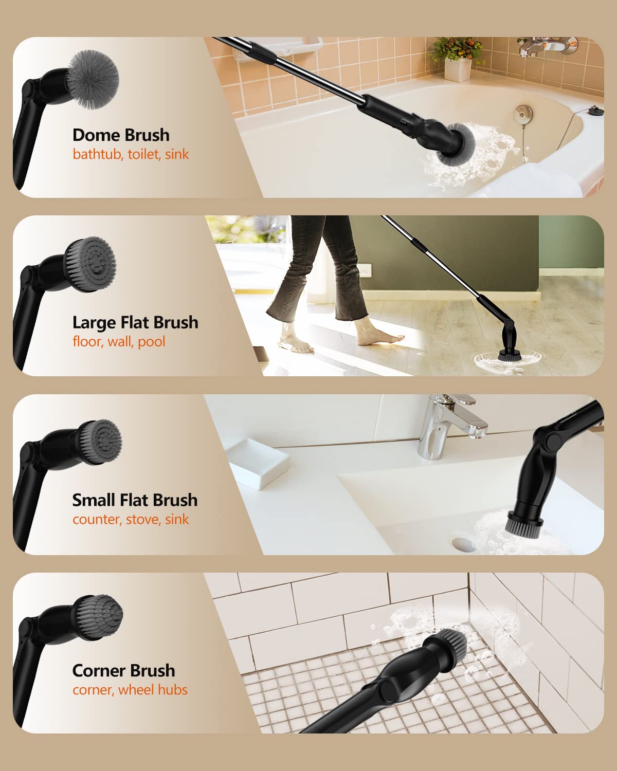 Leebein Electric Grill Brush for Outdoor, 2026 Upgraded BBQ Grill Cleaner with 3 Heads, 3-Speed & Angle Adjust Cordless Rotary Grill Brush, 150Mins