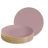 LUXE PARTY NYC Plastic 30 Pack Dinnerware Plates | Disposable|10.25"| Dinner Plate|Partyware| Party Supplies | Holidays | Mauve and Gold