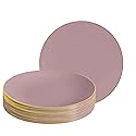 LUXE PARTY NYC Plastic 30 Pack Dinnerware Plates | Disposable|10.25"| Dinner Plate|Partyware| Party Supplies | Holidays | Mauve and Gold