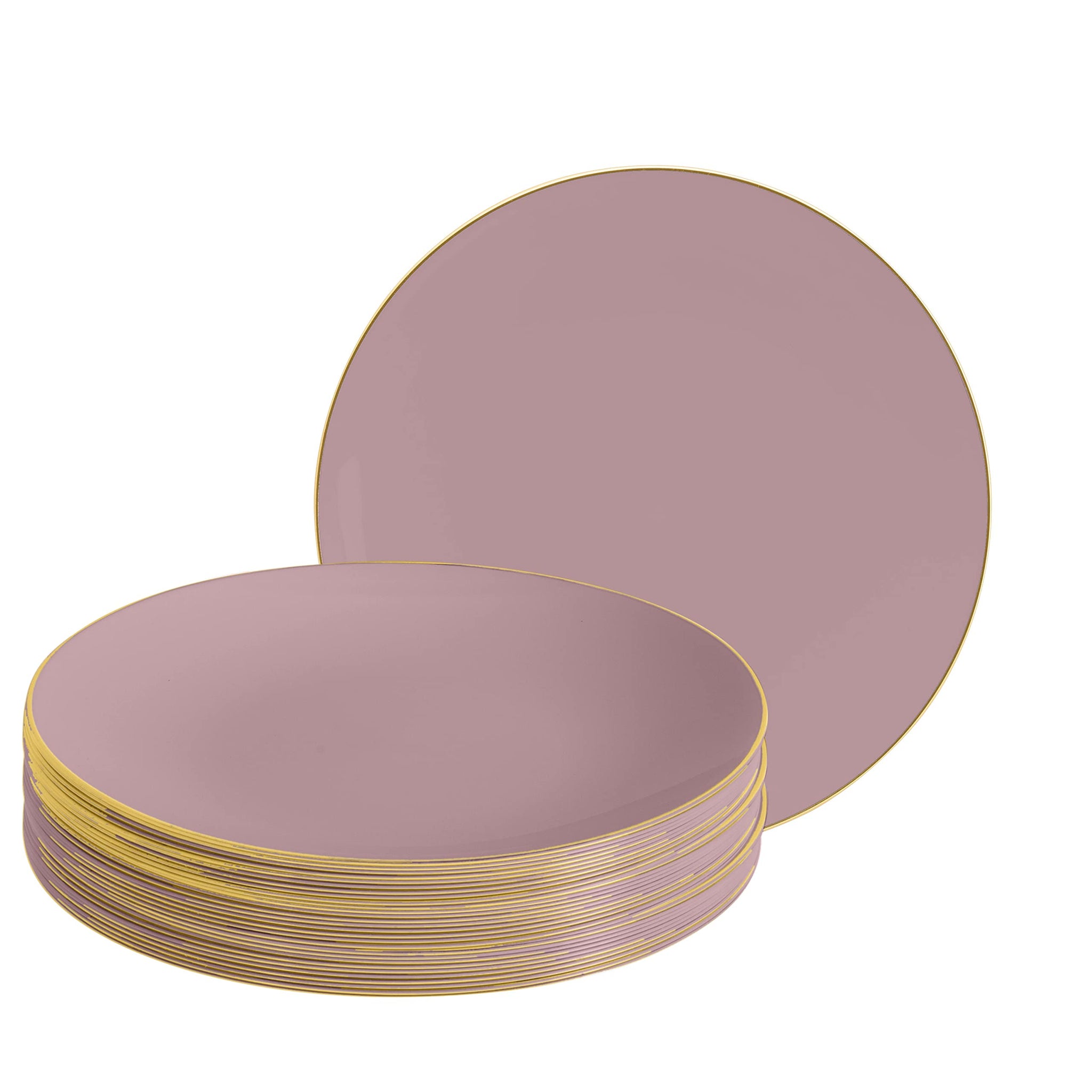 LUXE PARTY NYC Plastic 30 Pack Dinnerware Plates | Disposable|10.25"| Dinner Plate|Partyware| Party Supplies | Holidays | Mauve and Gold