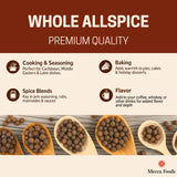 Whole Allspice Berries - Premium Grade Pimento Spice, Non-GMO, Ideal for Baking, Pickling & Jamaican Jerk Recipes - 3 oz PET Jar by Mecca Foods