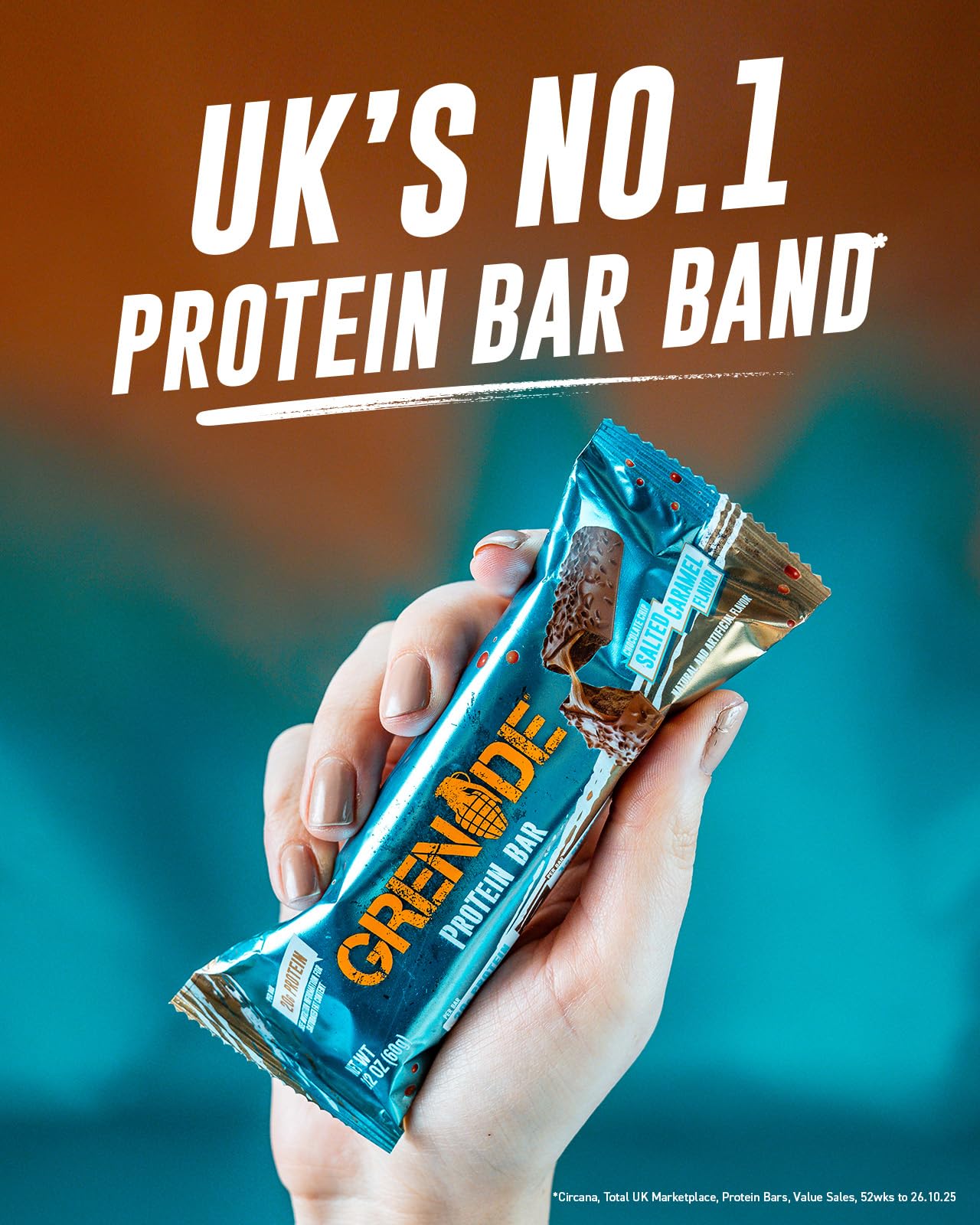 Grenade Chocolate Chip Salted Caramel High Protein Bar, 20 g Protein and 1 g Sugar per Snack Bar, 12 Count, 2.1 oz Bars