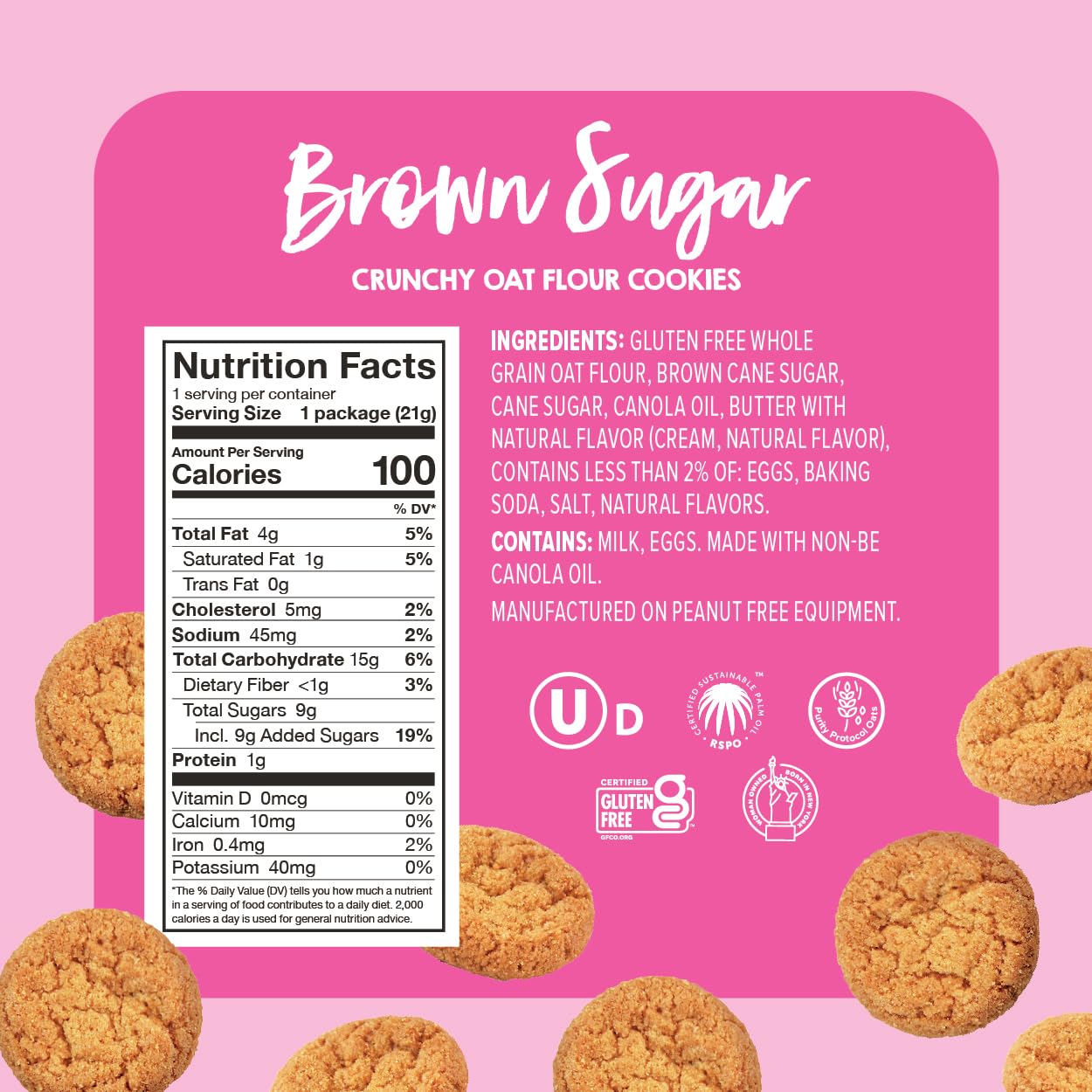 Goodie Girl Mini Brown Sugar Cookies, Gluten Free Cookies for Kids, 100 Calorie Snack Packs - Peanut Free, Individually Wrapped - Bite Size Lunchbox