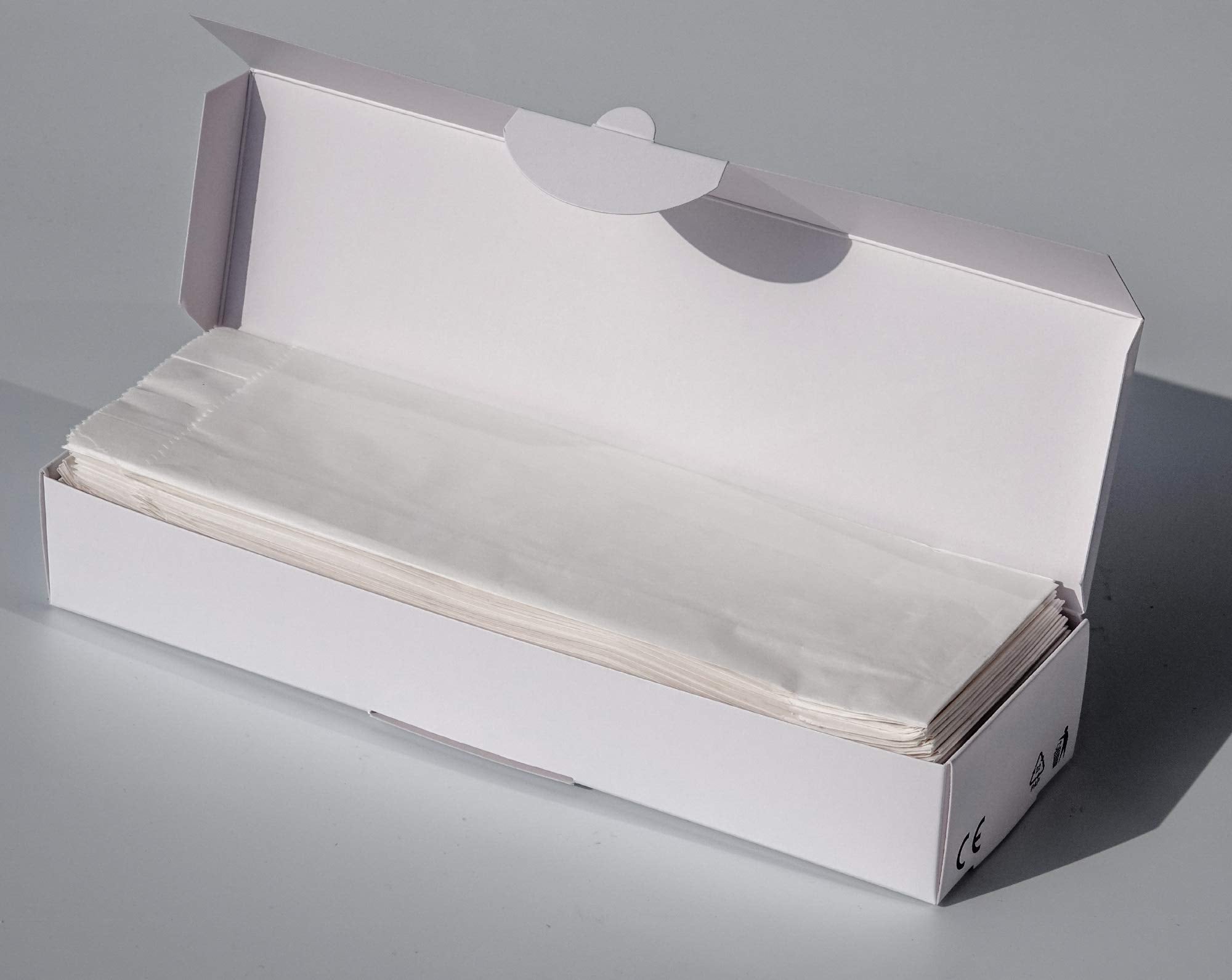 100 Pack 100% White Kraft Paper Bags, 2.75 x 10 inches White Plain Bag Kitchen Cutlery Utensils Holder (Box of 100 pcs)