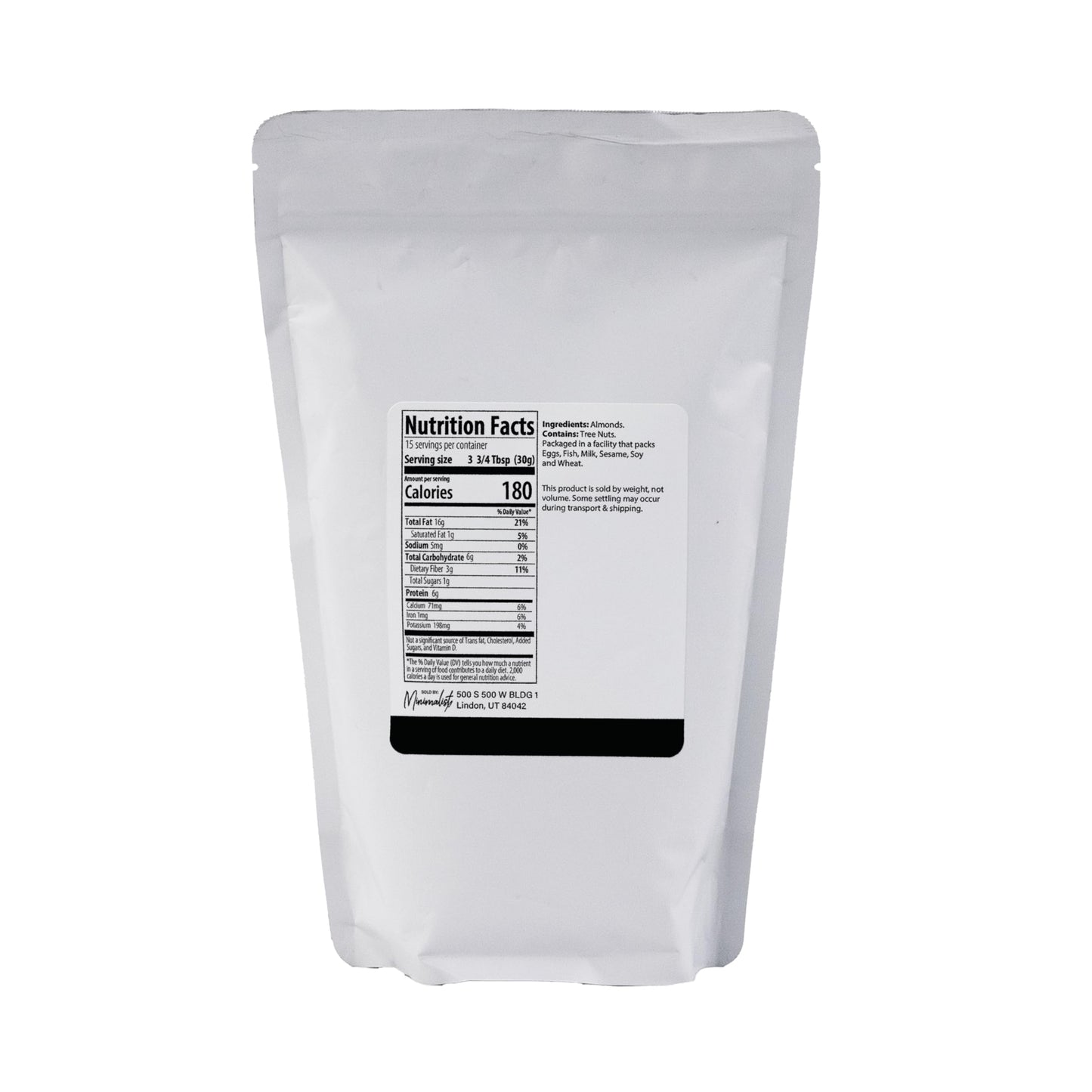 Minimalist Almond Flour, Ideal for Gluten-Free Baking and Cooking, Packaged for Convenience in a Resealable Bag (1 Pound)