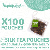 Mighty Leaf Spring Jasmine Green Tea - Premium - Foil Wrapped for Freshn - 100 Count Tea Pouches - Premium Green Tea with Rich Flavor - Individually