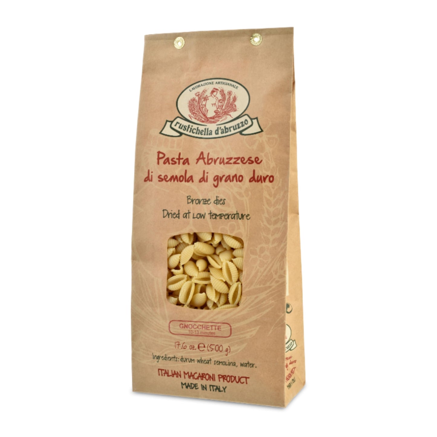 Rustichella d'Abruzzo Gnocchette Shell Pasta - 500g Sardinian-Style Pasta - Shell-Shaped Durum Wheat Dumplings - Cooks in 10-13 Minutes - Perfect