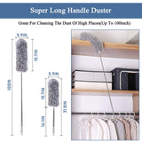 Microfiber Feather Duster, Extendable Cobweb Duster with 100 inches Extension Pole, Bendable & Washable & Lightweight Dusters for Cleaning Ceiling