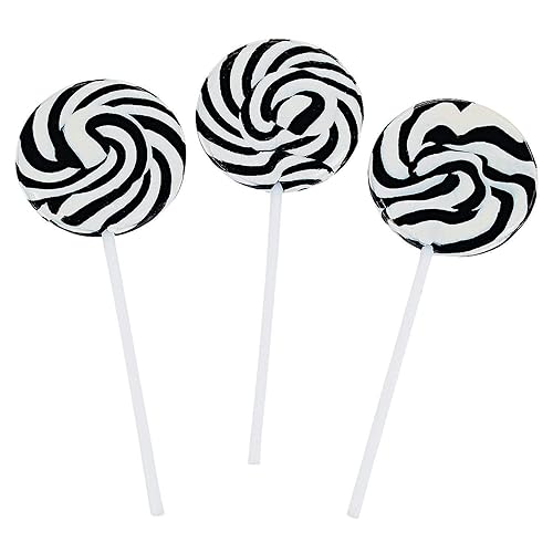 Black and White Swirl Pop Suckers (24 individually wrapped lollipops) Party Candy