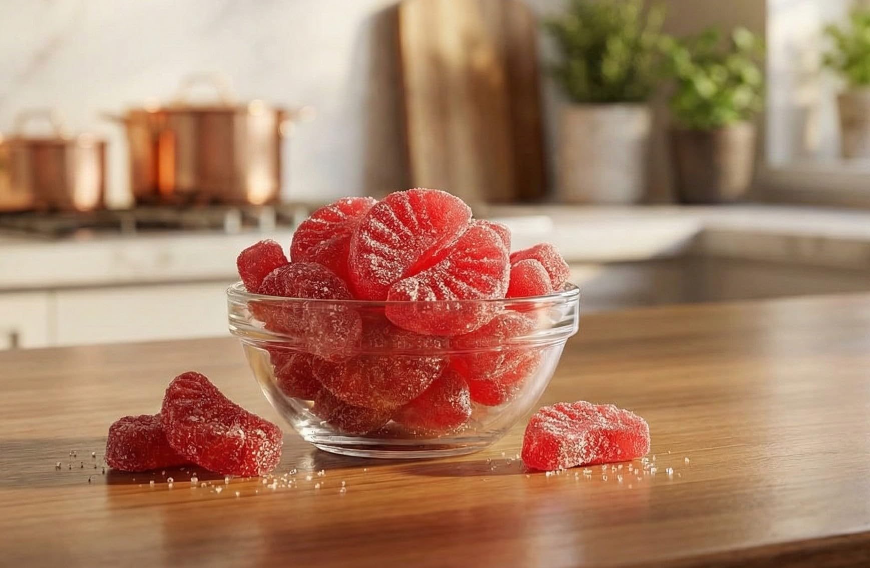 Cherry Slices - 2 lbs of Fresh Delicious Sweet Sugar Sanded Chewy Fruity Red Candy Slices