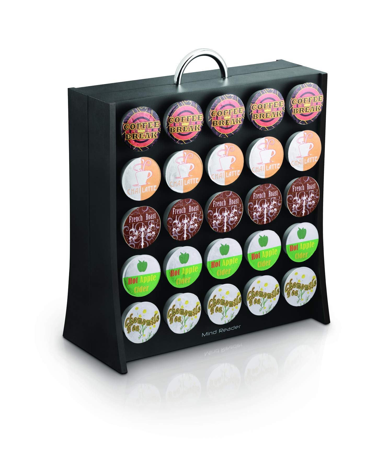 Mind Reader Single Serve Coffee Pod Storage, 50 Coffee Pod Capacity, Countertop, Double-Sided, 12"L x 4"W x 14"H, Black