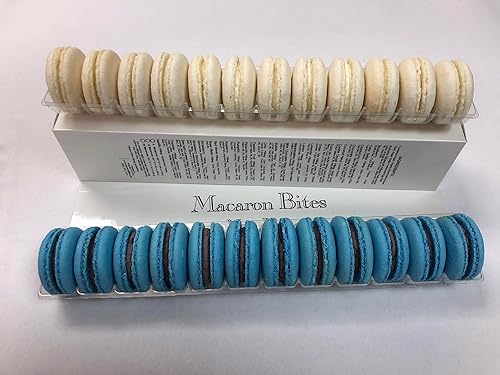 Blueberry & Vanilla Macaron Bites - 24 Count | Gourmet French Macarons with Rich Blueberry and Creamy Vanilla Flavors | Perfect for Parties, Gifts