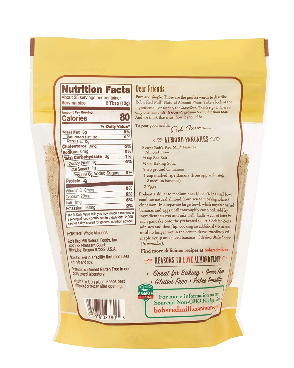 Bob's Red Mill natural almond flour 16 ounce (Pack of 1)