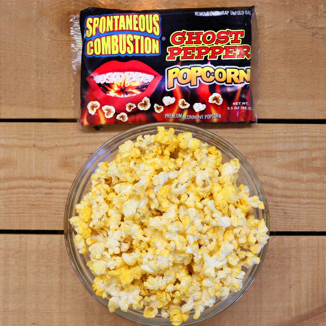 Spontaneous Combustion Ghost Pepper Microwave Popcorn Bags - 1 Pack - Ultimate Spicy Gourmet Popcorn - Perfect Hot Movie Theater Popcorn for Home