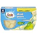 Dole Diced Pears in 100% Juice - Dole Fruit Bowls Snacks - 4 oz Fruit Bowls - 4 Pack