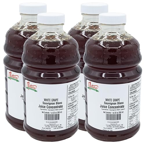 Nature Blessed100% Pure Sauvignon Blanc White Grape Fruit Juice Concentrate - 4 Quarts (4/32 fl z bottles), Excellent for Home Vintners, Brewers