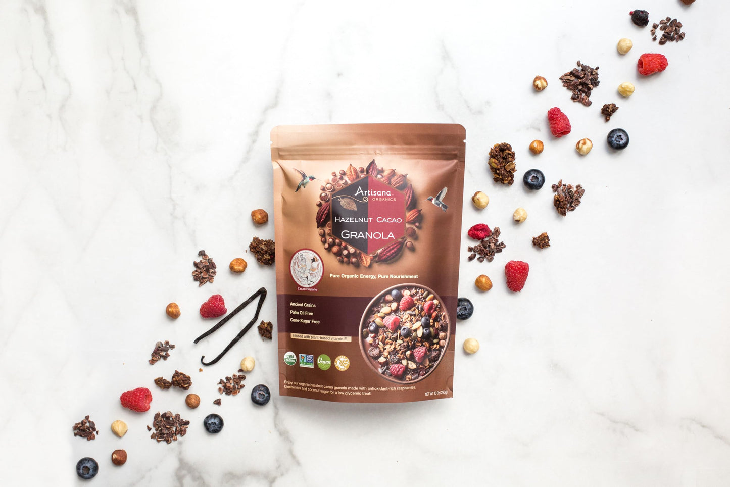 Artisana Organics Hazelnut-Cacao Granola - Gluten-Free, Vegan, Low Glycemic, Organic, Palm Oil-Free, Ancient Grains with Plant-Based Vitamin E, 10 oz