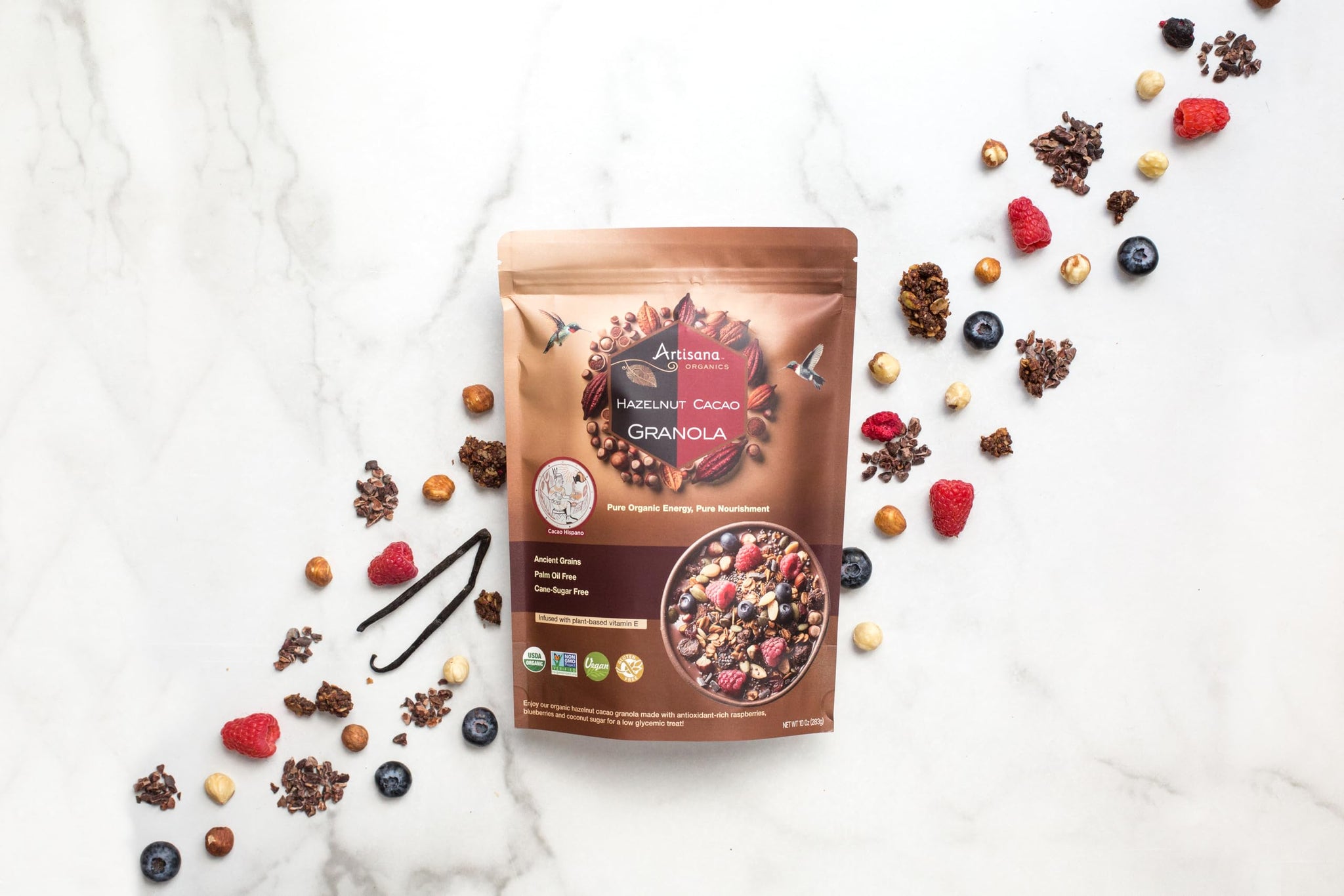 Artisana Organics Hazelnut-Cacao Granola - Gluten-Free, Vegan, Low Glycemic, Organic, Palm Oil-Free, Ancient Grains with Plant-Based Vitamin E, 10 oz