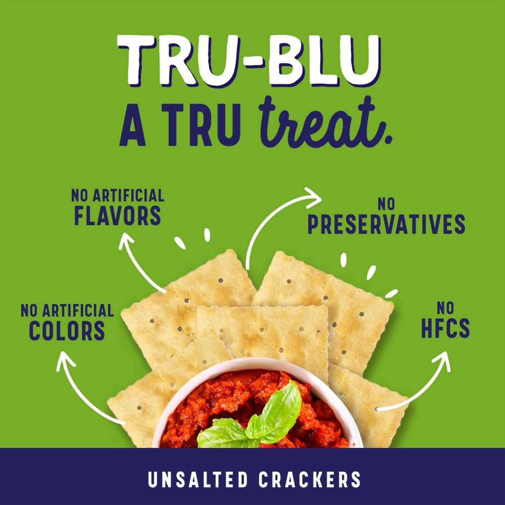 Tru Blu Unsalted Saltine | No artificial ingredients | No High Fructose Corn Syrup | Made in the USA | 16 Ounce (Pack of 3)