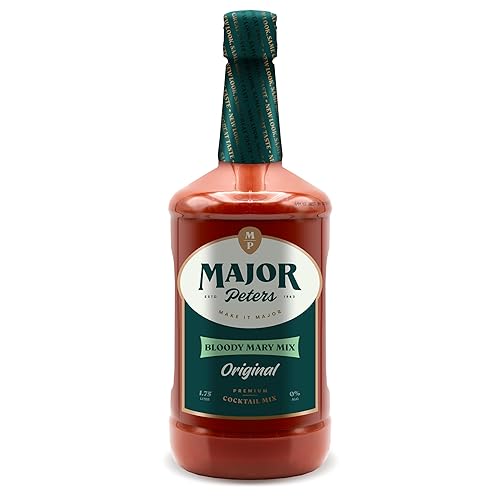 Major Peters' Premium, Full Body Bloody Mary Mix, Only Add Spirits & Garnishes for Ideal Drink, Original (59.2 Fl Ounce, Pack of 1)