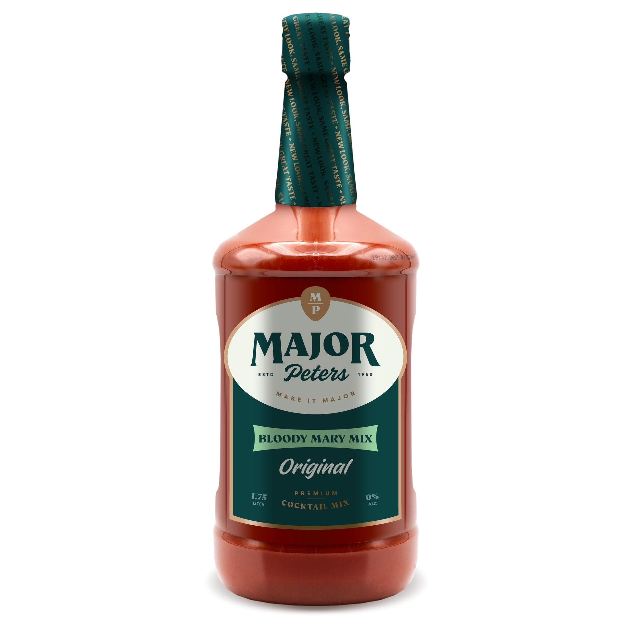 Major Peters' Premium, Full Body Bloody Mary Mix, Only Add Spirits & Garnishes for Ideal Drink, Original (59.2 Fl Ounce, Pack of 1)