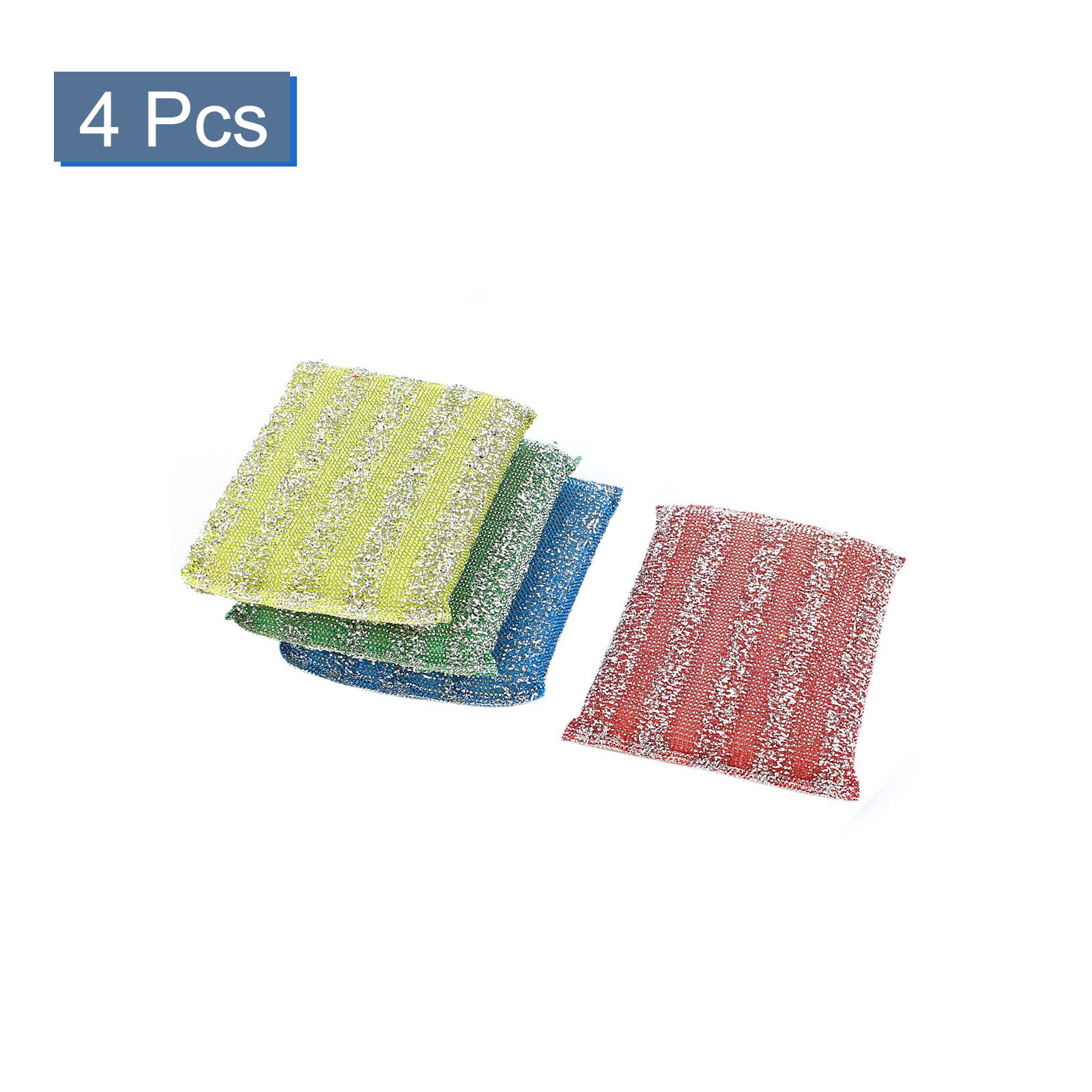 uxcell Sponge Kitchen Bowl Dish Pot Wash Scrub Cleaning Pads 4pcs Multicolor