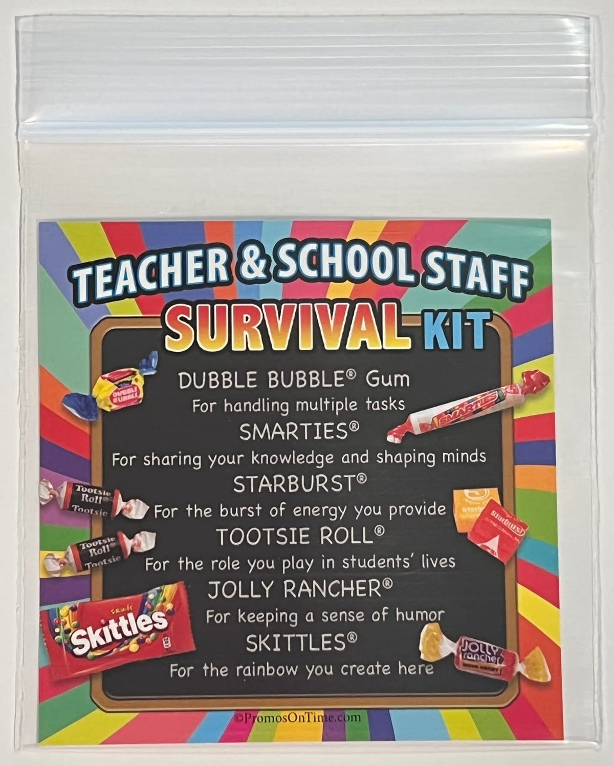 Teacher Appreciation & School Staff Survival Kits (25 per set) Fun Candy Treat Gift Kit Idea for Teacher Appreciation Week