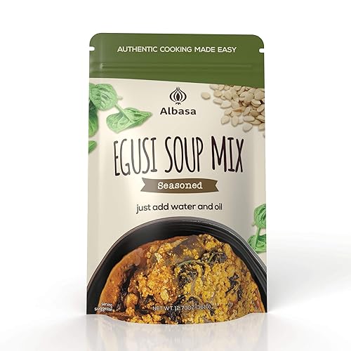 Albasa Egusi Soup Mix 12.7oz (Seasoned) Authentic, Complete Ingredients, No fillers, No Preservatives
