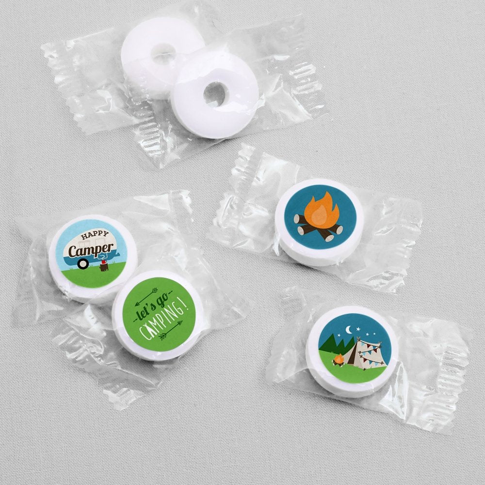 Happy Camper Party Favors - Round Candy Stickers - 108pc