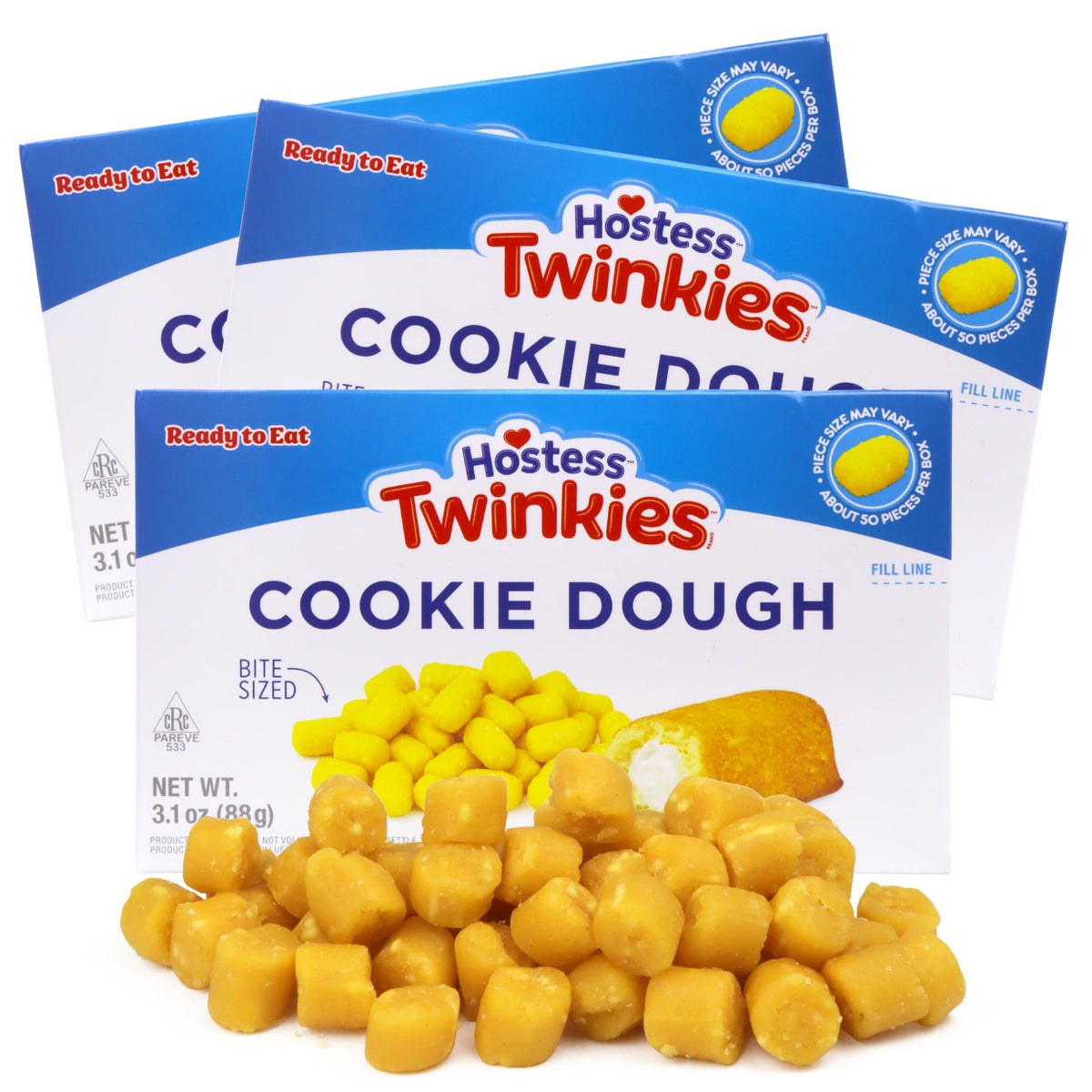 Twinkie Edible Cookie Dough Bites, Ice Cream Toppers and Movie Night Candy, 3.1 Ounces (Pack of 3)