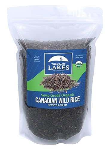 Thousand Lakes Organic Canadian Wild Rice - Soup Grade - Bulk - 5 pounds | 100% Wild Rice | Wild Harvested