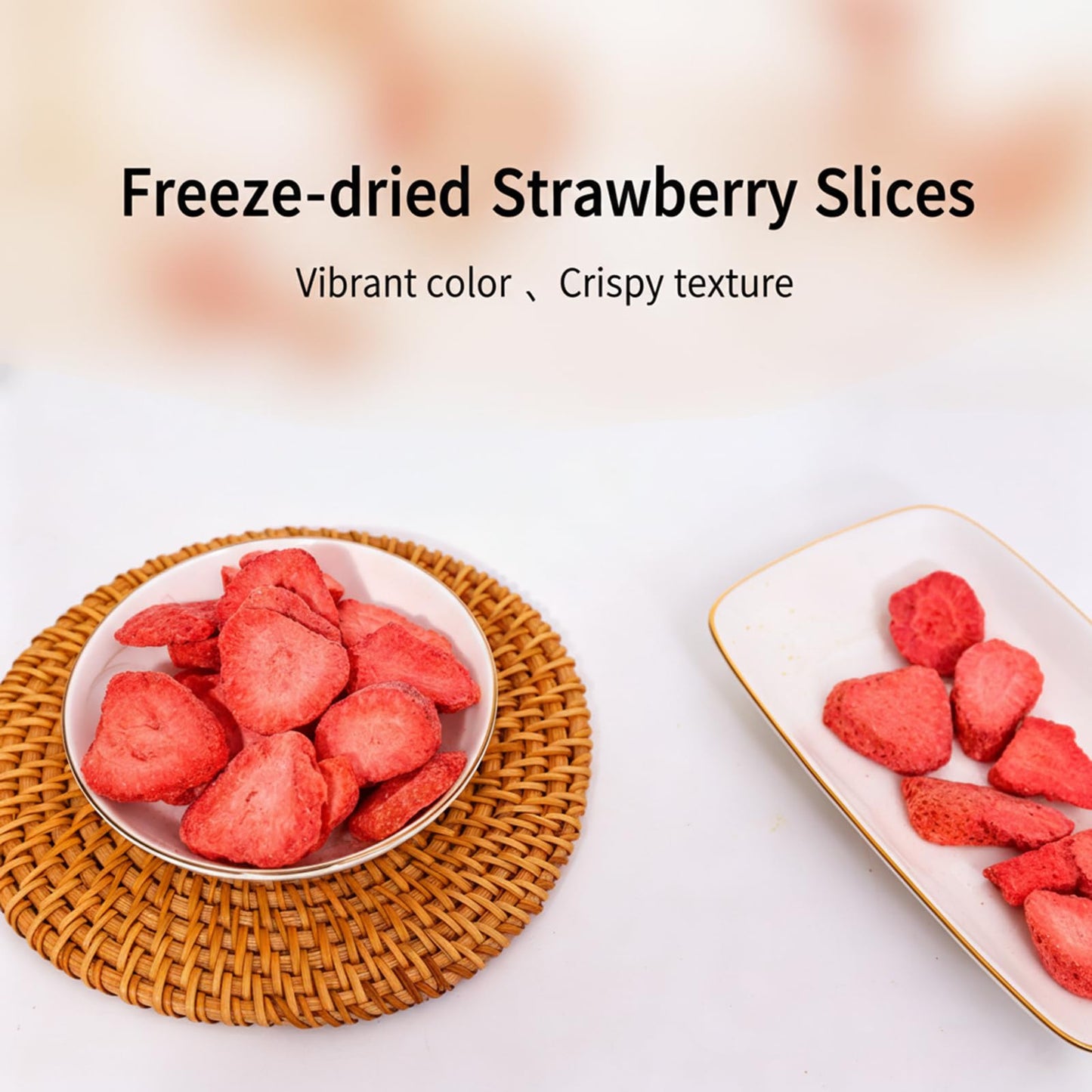 SODGHYTR Freeze Dried Strawberries Slices 5.29oz/150g,Fruits Snack & Dessert Topping,Dry Strawberry Crisps, Yummy Dehydrated Strawberries,for Yogurt