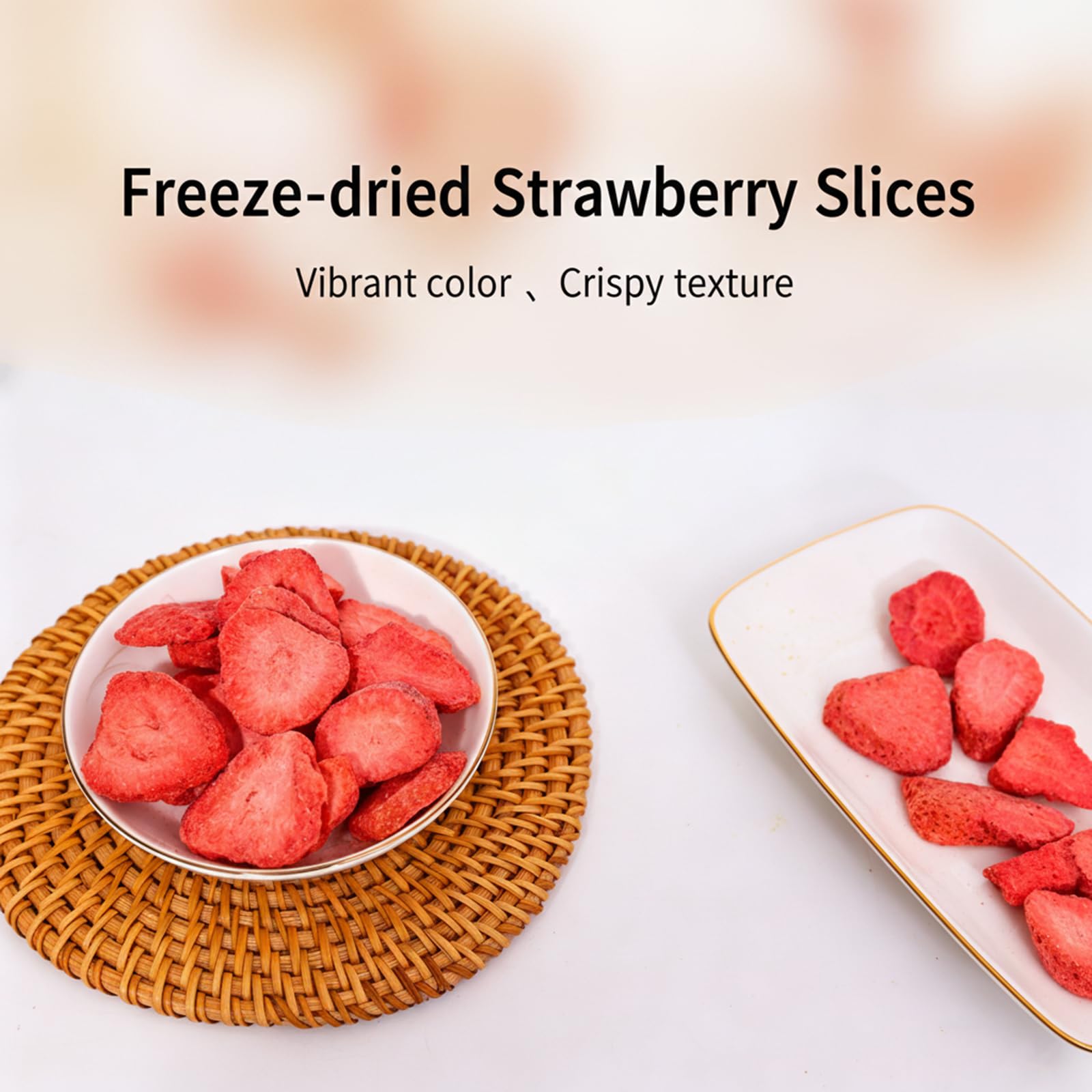 SODGHYTR Freeze Dried Strawberries Slices 5.29oz/150g,Fruits Snack & Dessert Topping,Dry Strawberry Crisps, Yummy Dehydrated Strawberries,for Yogurt