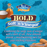 Blue Diamond Almonds Salt N' Vinegar Flavored Snack Nuts, Single Serve Bags (1.5 oz, 2 Packs of 12)