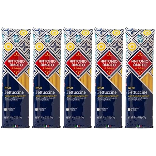 Antonio Amato di Salerno - NO.20 Fettuccine - (Pack of 5, 5lb total weight) - pasta di semola di grano duro - durum wheat semolina pasta macaroni
