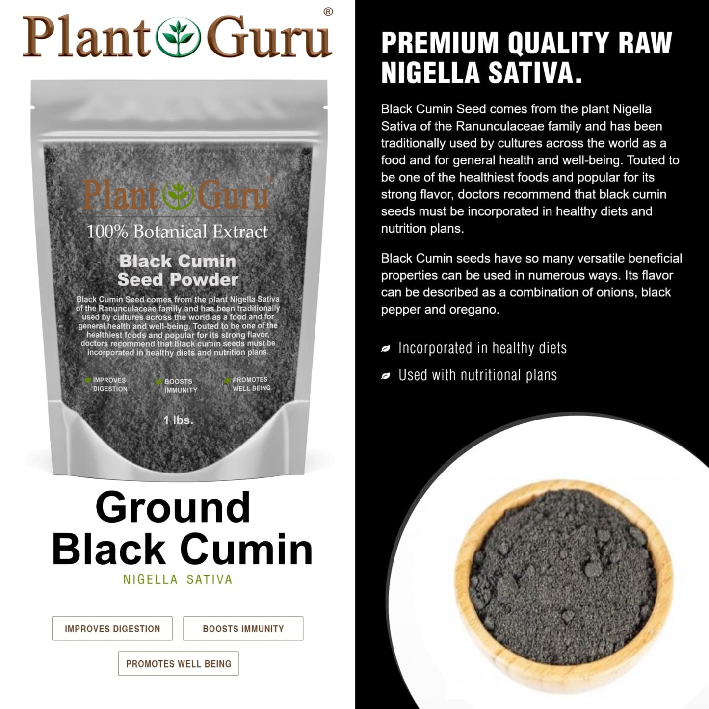 Black Cumin Seed Powder Ground 4 oz. - Nigella Sativa - Kalonji 100% Pure Natural Herb Spice.