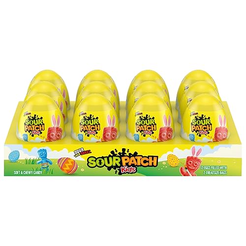 SOUR PATCH KIDS Soft & Chewy Easter Candy, Bulk Candy, 12 - 0.88 oz Easter Eggs