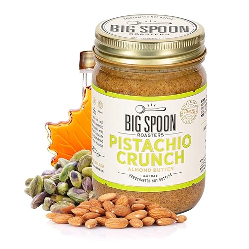 Big Spoon Roasters Almond & Pistachio Butter w/Raw Honey & Sea Salt - Keto Friendly, Low Sugar Almond Butter - Crunchy Pistachio Butter w/Bee-Friendly