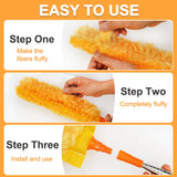 100" Reachable Microfiber Feather Duster, Duster with Extension Pole, 3 pcs Replacement Duster Head, Cleaning Tools for High Ceilings and Fans