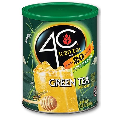 4C Green Tea Antioxidant Iced Tea Mix | Family Sized Cannister | Thirst Quenching Flavor | 20 quarts (Green Tea, 1 pack)