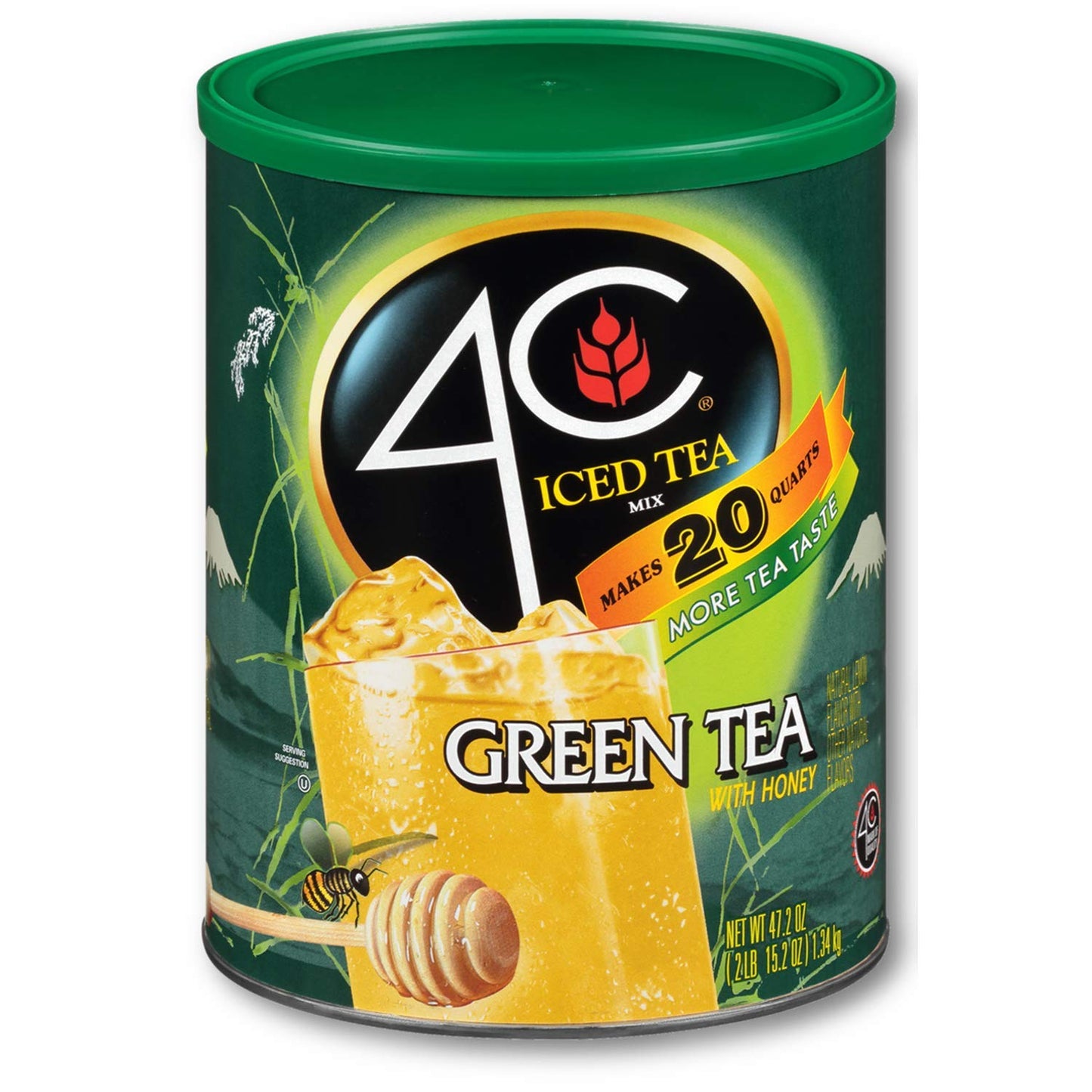 4C Green Tea Antioxidant Iced Tea Mix | Family Sized Cannister | Thirst Quenching Flavor | 20 quarts (Green Tea, 1 pack)