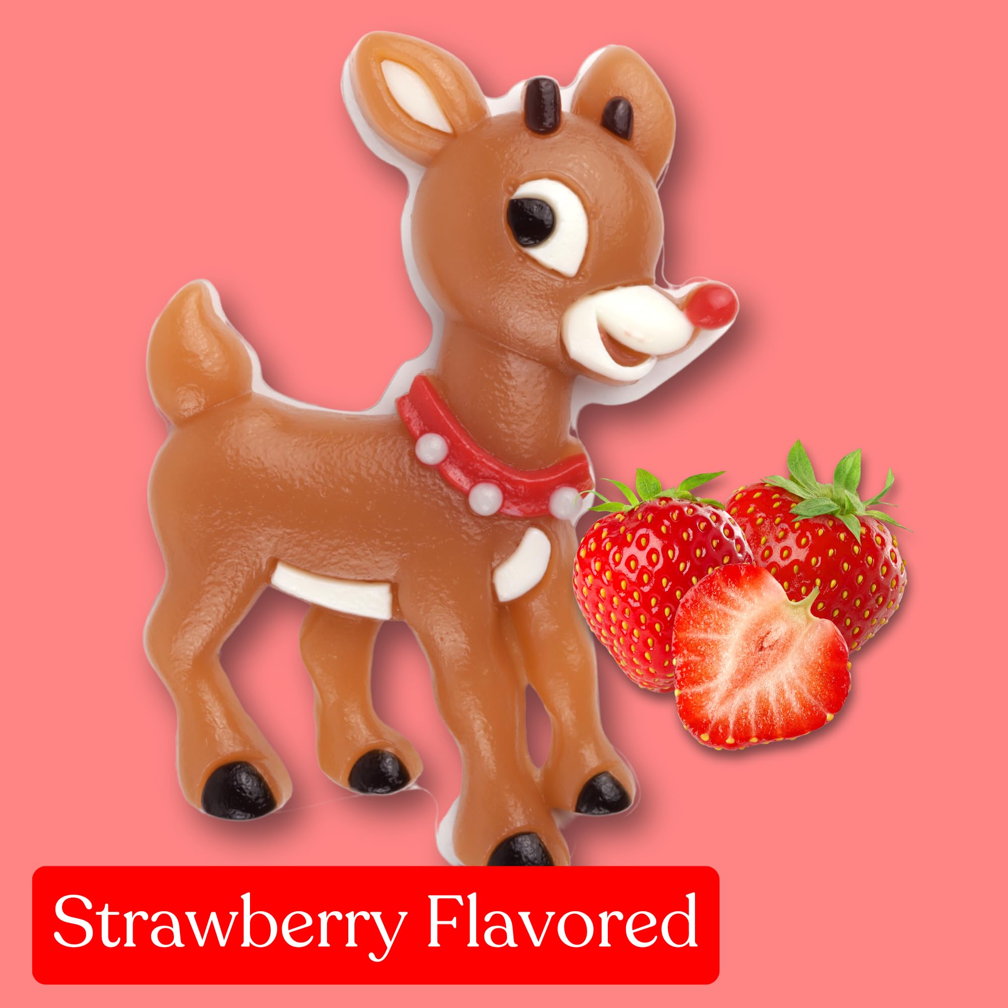 Jumbo Rudolph Christmas Gummy, Strawberry Flavored Candy, Stocking Stuffer Gifts, 3.88 Ounces