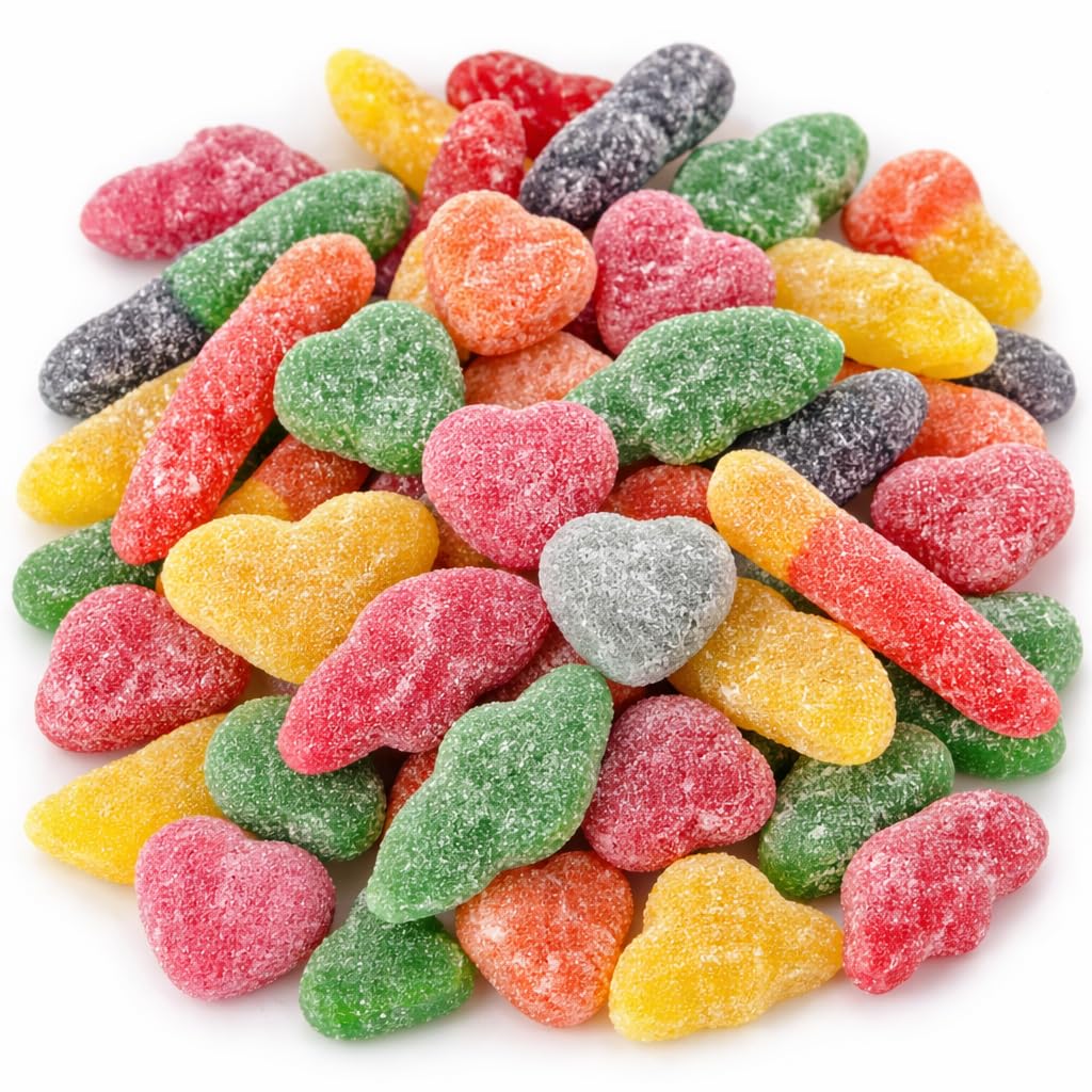 Assorted Fruit Jelly Candy Mix - 1 lb Bulk Jelly Candy Variety - Sour Jelly Worms, Dinosaur Jellies & Heart-Shaped Fruit Jellies - Firm Chewy Candy