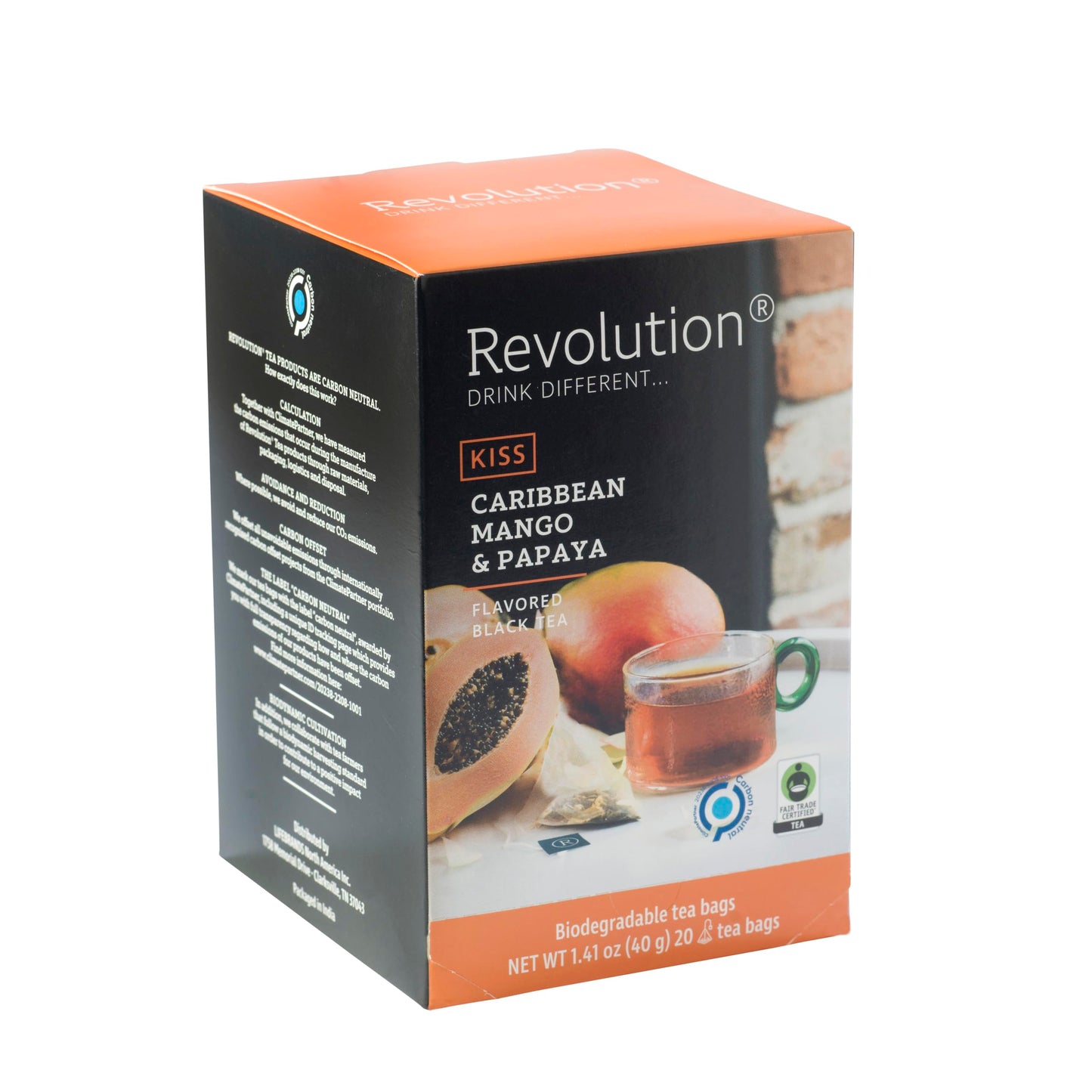 REVOLUTION TEA® Tropical Black Tea [THE ORIGINAL] - Caribbean Mango & Papaya - Premium Full Leaf Tea - Biodegradable Infuser Tea Bags - Flavored Black
